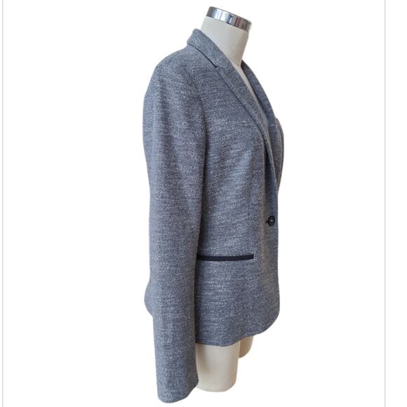 Tommy Hilfiger Gray Knit Blazer 6 Tailored Lined Elbow Patch Preppy Work Jacket - Picture 3 of 16